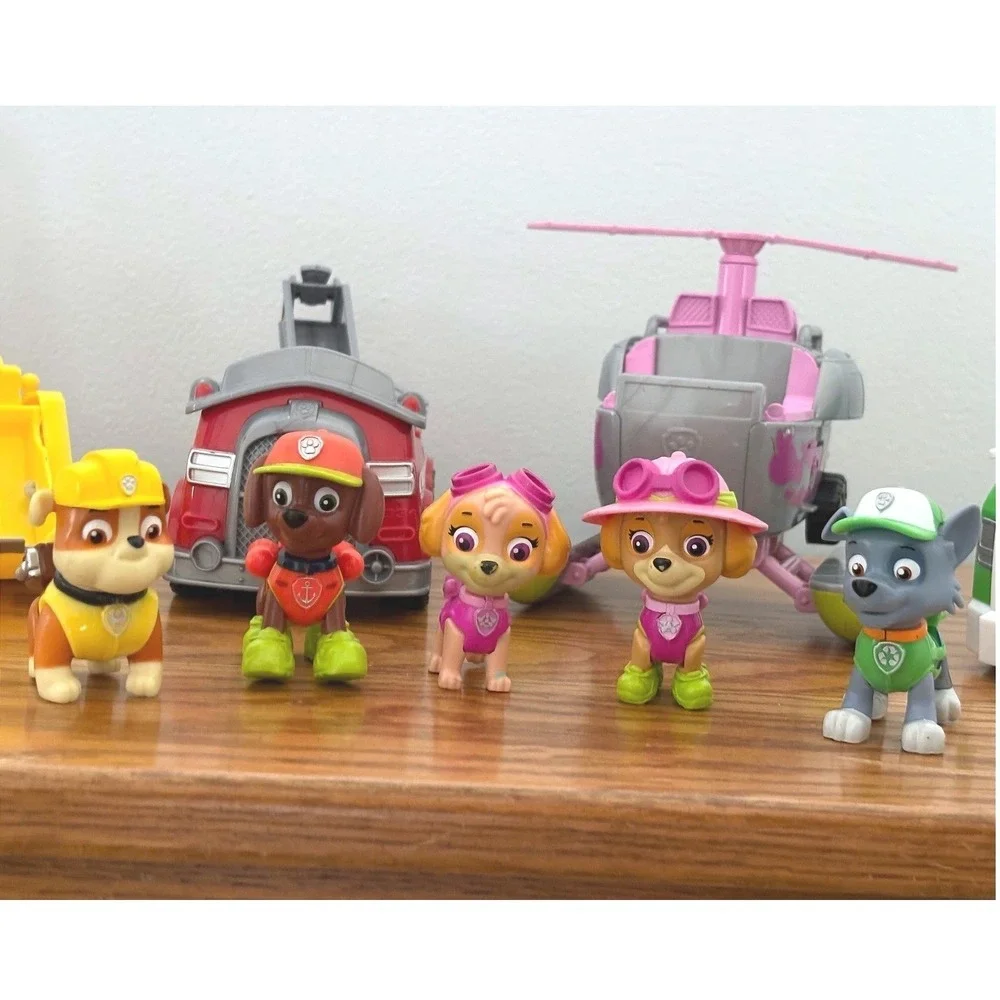 Paw Patrol Toy Lot Rubble Zuma‎ Skye Rocky Figures and Vehicles 9pc Set